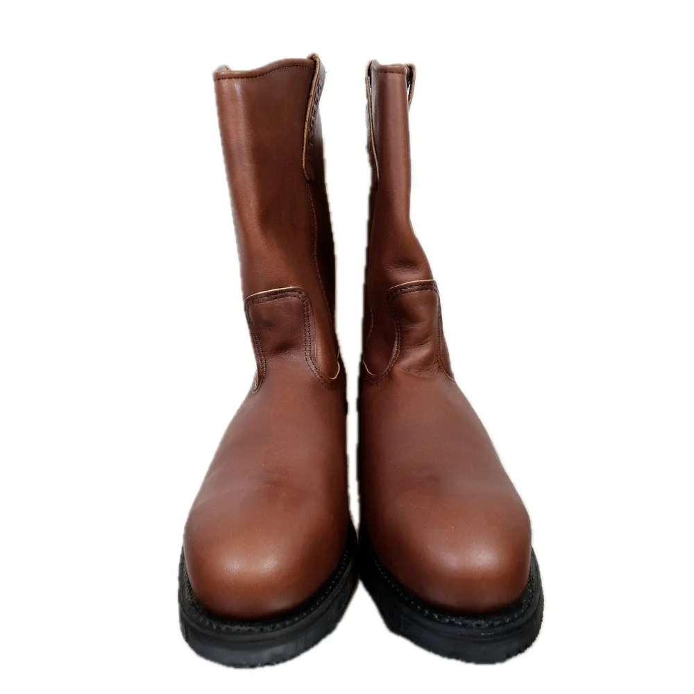 Red Wing Pecos Boots Mens 10.5 Brown Leather Pull On Safety Toe Work USA 2214